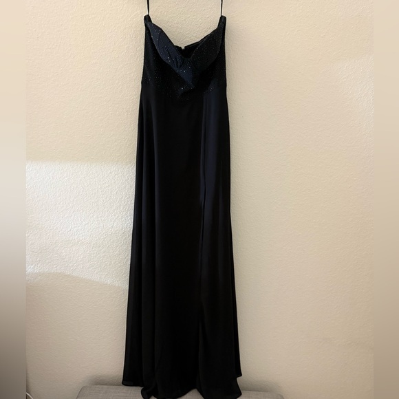 Lulus Remember This Moment Black Rhinestone Strapless Maxi Dress - Size S - Picture 3 of 6